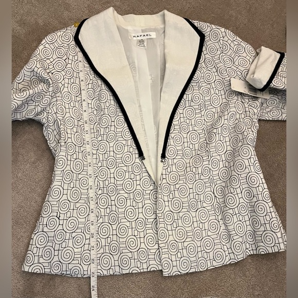 Rafael Y2K Black & White Linen Blend Open Front Jacket – Size 14 - Picture 8 of 10